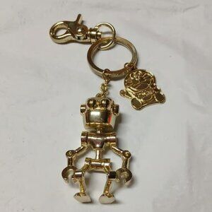 Doraemon Gonsuke Robot Gold Metal Charm Keychain Official Japan RARE Anime Manga